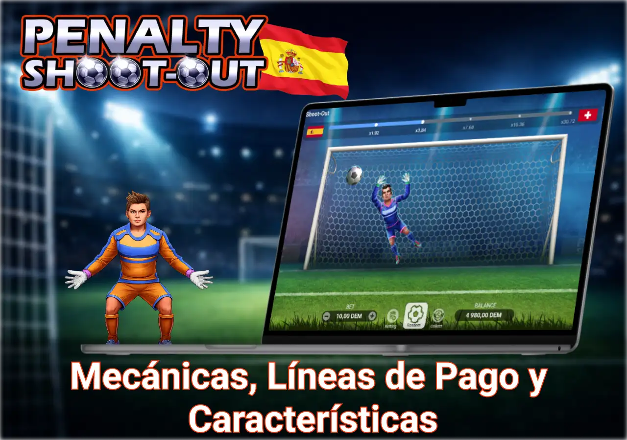 Mecánicas del juego con disparos, portero y recompensas